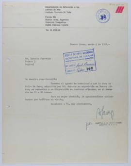 [Carta de Martha A. de Uribelarrea, Directora de DACA, a Ignacio Pirovano. Buenos Aires, 4 de  ma...