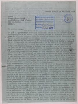 [Copia de carta de Ignacio Pirovano a Niomar Moniz Sodré. Buenos Aires, 4 de septiembre de 1956]