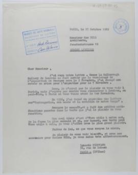 [Carta de Ignacio Pirovano a Max Bill. París, 17 de octubre de 1962]
