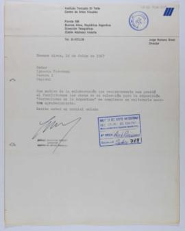 [Carta de Jorge Romero Brest a Ignacio Pirovano. Buenos Aires, 14 de julio de 1967]