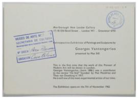 [Invitación a la "Retrospective exhibition of paintings and sculptures" de Georges Vant...