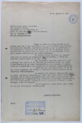 [Copia de carta de Ignacio Pirovano a Mauricio Nabuco. 16 de agosto de 1956]