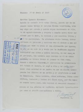 [Carta de Víctor Magariños D. a Ignacio Pirovano. Pinamar, 27 de abril de 1967]