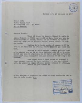[Copia de carta de Ignacio Pirovano a Niomar Moniz Sodré. Buenos Aires, 10 de marzo de 1957]