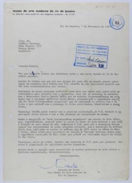 [Carta de Aloysio de Paula a Ignacio Pirovano. Río de Janeiro, 7 de febrero de 1961]