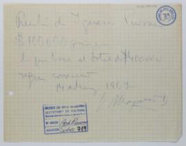 [Recibo emitido por Víctor Magariños donde consta el monto pagado por Ignacio Pirovano en  marzo de 1967, según el convenio firmado por ambos]