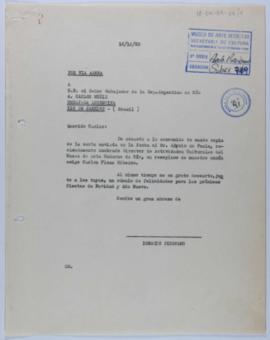[Copia de carta de Ignacio Pirovano a Carlos Muñiz. 16 de diciembre de 1960]