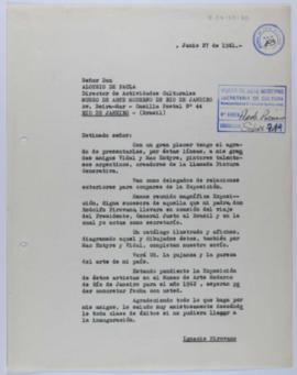 [Copia de carta de Ignacio Pirovano a Aloysio de Paula. 27 de junio de 1961]