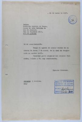 [Copia de carta de Ignacio Pirovano a Mathilde Pereira da Sousa. 11 de marzo de 1957]