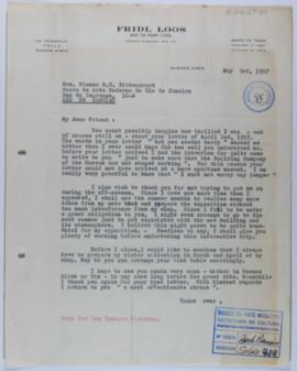 [Carta de Fridl Loos a Niomar Moniz Sodré con copia a Ignacio Pirovano. Buenos Aires, 3 de mayo de 1957]