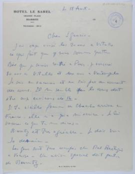 [Carta de Kiddy a Ignacio Pirovano. Biarritz, 18 de agosto]