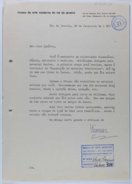 [Carta de Niomar Moniz Sodré a Ignacio Pirovano. Río de Janeiro, 25 de febrero de 1957]