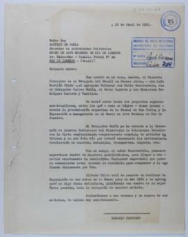 [Copia de carta de Ignacio Pirovano a Aloysio de Paula. 12 de abril de 1961]