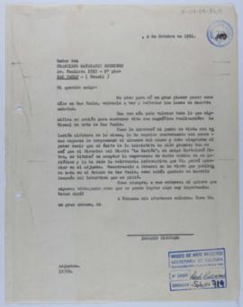 [Copia de carta de Ignacio Pirovano a Francisco Matarazzo Sobrinho. 4 de octubre de 1961]