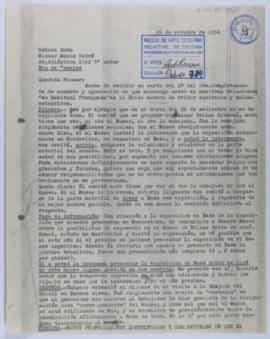 [Copia de carta de Ignacio Pirovano a Niomar Moniz Sodré. 25 de octubre de 1956]