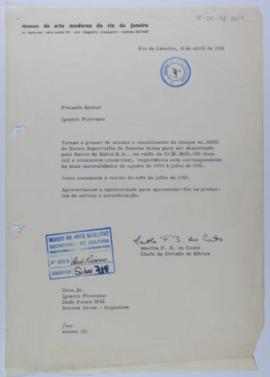 [Carta de Martha F.B. do Couto a Ignacio Pirovano. Río de Janeiro, 4 de abril de 1961]