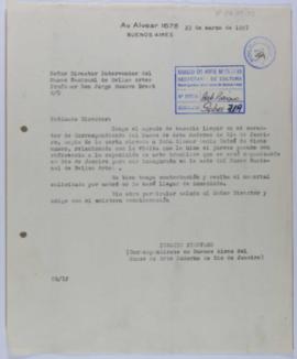 [Copia de carta de Ignacio Pirovano a Jorge Romero Brest. Buenos Aires, 23 de marzo de 1957]