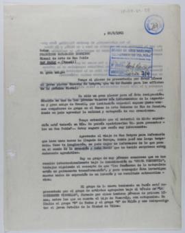 [Copia de carta de Ignacio Pirovano a Francisco Matarazzo Sobrinho. 20 de febrero de 1963]