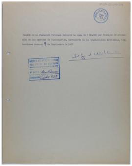 [Recibo emitido por Delfina Gálvez donde consta el monto pagado por la Fundación Pirovano por ordenación y traducción de los escritos de Georges Vantongerloo]