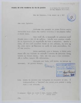 [Carta de Niomar Moniz Sodré a Ignacio Pirovano. Río de Janeiro, 3 de abril de 1957]