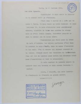 [Carta de Georges Vantongerloo a Ignacio Pirovano. París, 25 de julio de 1962]