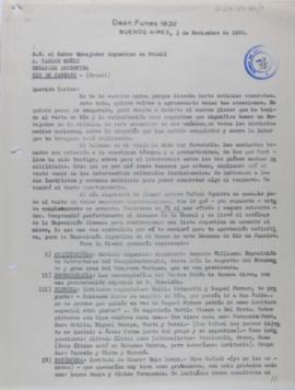 [Copia de carta de Ignacio Pirovano a Carlos Muñiz. Buenos Aires, 3 de noviembre de 1960]