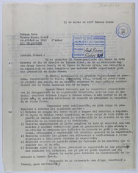 [Copia de carta de Ignacio Pirovano a Niomar Moniz Sodré. Buenos Aires, 23 de marzo de 1957]